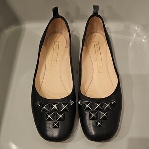 MARC JACOBS Black Pyramid Studded Ballet Flats